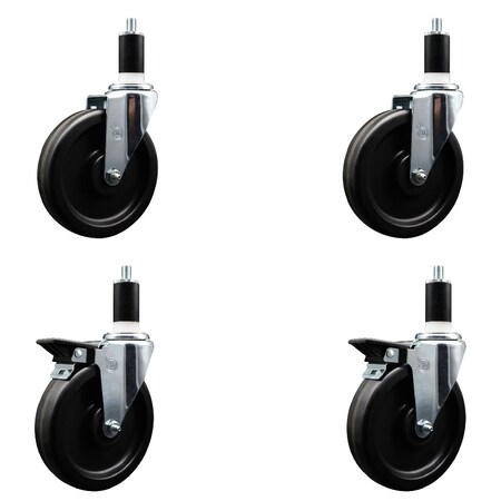 Service Caster 6'' Phenolic Wheel Swivel 1-3/8'' Expand Stem Caster Set 2 Brakes, 4PK SCC-EX20S615-PHS-2-PLB-2-138